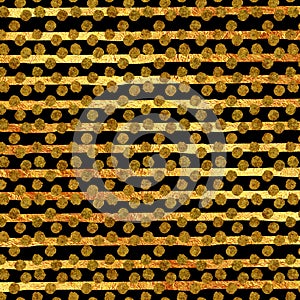 Faux Gold Foil Glitter Stripes Polka Dots Pattern