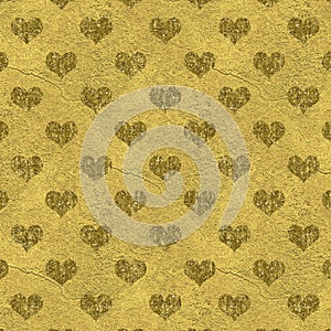 Faux Gold Foil Metallic Hearts Background