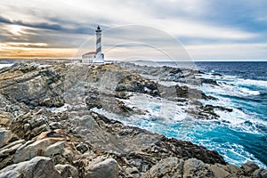 Favaritx Lighthouse in Minorca, Spain