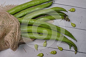 Fave beans legumes on wooden table