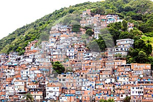 Favela, Brazilian slum on a hillside in Rio de Janeiro