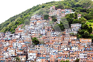 Favela, Brazilian slum on a hillside in Rio de Janeiro photo