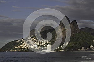 Favela at the foot of the mountain in Rio de Janeiro