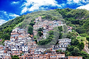 Favela on hillside in Rio de Janeiro, Brazil photo