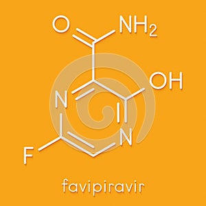 Favipirivir antiviral drug molecule. Used in treatment of Ebola virus. Skeletal formula. photo
