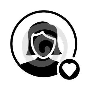 Favorite account glyph flat vector icon