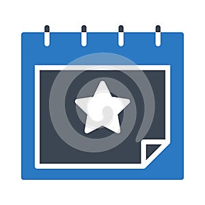 Favorite calendar glyph color vector icon