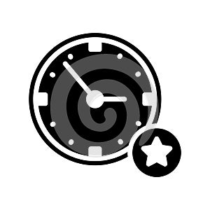Favorite clock glyph flat vector icon