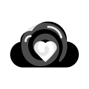 Favorite cloud glyph flat vector icon