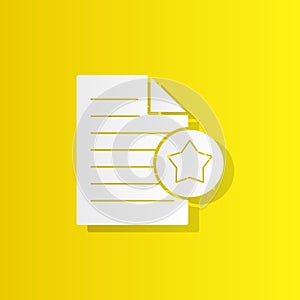 Favorite document with star white icon with shadow