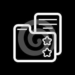 Favorite folder with star sign vector icon. Black and white folder with documents illustration. Outline linear icon.