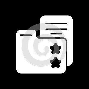 Favorite folder with star sign vector icon. Black and white folder with documents illustration. Solid linear icon.