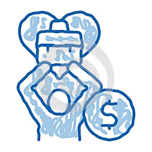 favorite money job doodle icon hand drawn illustration