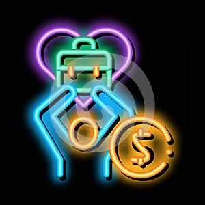 favorite money job neon glow icon illustration