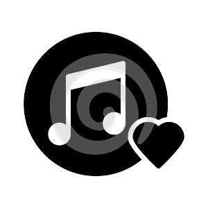Favorite music glyph flat vector icon