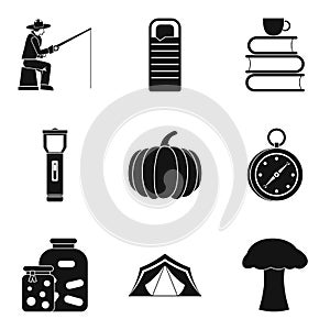 Favorite pastime icons set, simple style