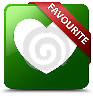 Favourite heart icon green square button