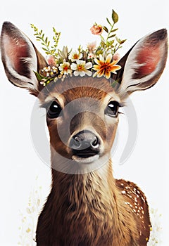 Fawn in Floral Crown