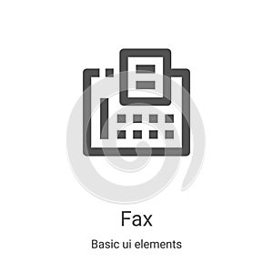 fax icon vector from basic ui elements collection. Thin line fax outline icon vector illustration. Linear symbol for use on web