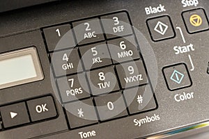 Fax machine keypad close up