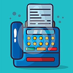 Fax machine vector illustration in flat style