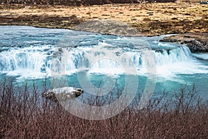 Faxi waterfall or faxafoss waterfall is in Iceland. photo