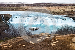Faxi waterfall or faxafoss waterfall is in Iceland. photo