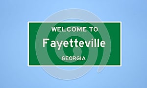 Fayetteville, Georgia city limit sign. Town sign from the USA
