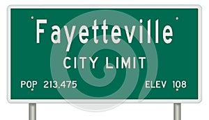 Fayetteville North Carolina road sign showing population and elevation