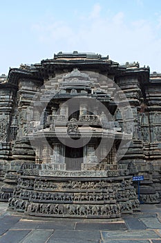 FaÃÂ§ade with decorative friezes of deities, dancers and other figures, Chennakeshava temple photo