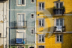 FaÃÂ§ade of old buildings in Lisbon, Portugal