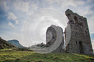 FaÃÂ§ade of Saint Anthony`s Chapel Ruins in Arthur seat in Edinburgh, Scotland