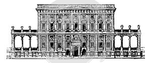 FaÃÂ§ade of the Tursi to Doria Palace at Genoa vintage engraving photo