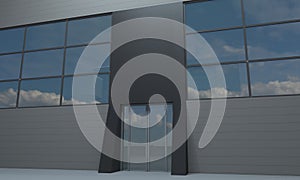 Façade of Building closeup Logo Sign Mockup 3D Rendered