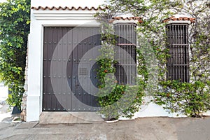 FaÃ§ade of a colonial house in Cartagena, Colombia