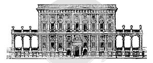 FaÃ§ade of the Tursi to Doria Palace at Genoa vintage engraving