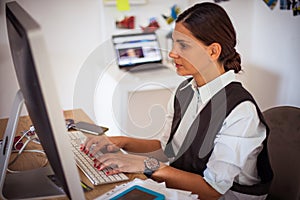 FBI female working agent in her office. photo