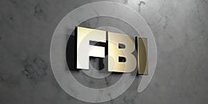 Fbi - Gold sign mounted on glossy marble wall - 3D rendered royalty free stock illustration