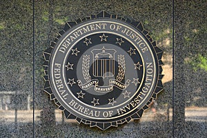 FBI Seal on FBI building in Washington DC, USA