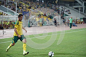 FC Kuban defender Stanislav Manolev runs to goal