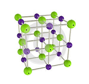 Fcc structure of NaCl - crystal lattice.