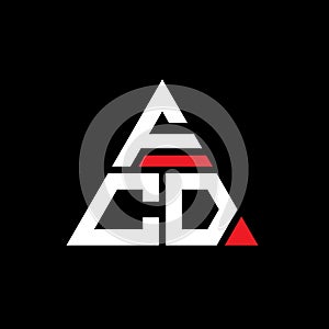 FCD triangle letter logo design with triangle shape. FCD triangle logo design monogram. FCD triangle vector logo template with red