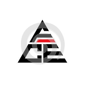 FCE triangle letter logo design with triangle shape. FCE triangle logo design monogram. FCE triangle vector logo template with red