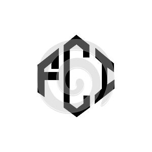 FCI letter logo design with polygon shape. FCI polygon and cube shape logo design. FCI hexagon vector logo template white and