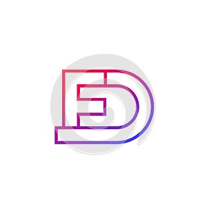 FD letters vector logo, line design