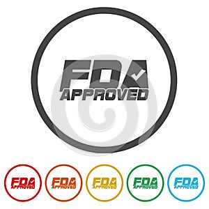 FDA approved icon. Set icons in color circle buttons