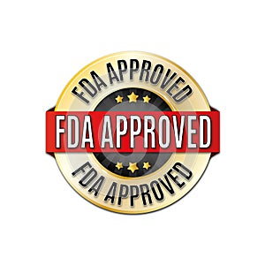 Fda approved round golden red black medal web icon