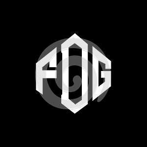 FDG letter logo design with polygon shape. FDG polygon and cube shape logo design. FDG hexagon vector logo template white and
