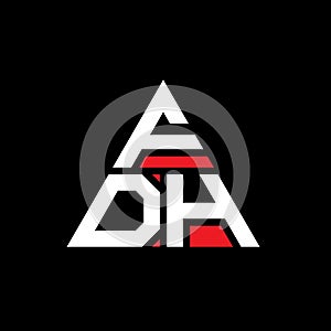 FDH triangle letter logo design with triangle shape. FDH triangle logo design monogram. FDH triangle vector logo template with red