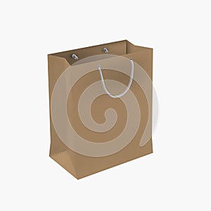 Paper shopping bag 3d vector relistic model photo